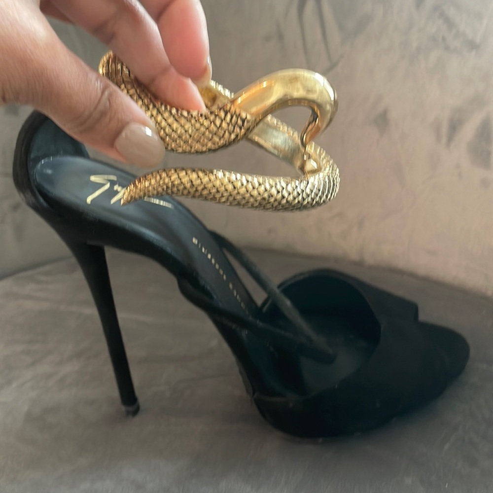 Giuseppe Zanotti Snake ankle wrap heels with 4” heels